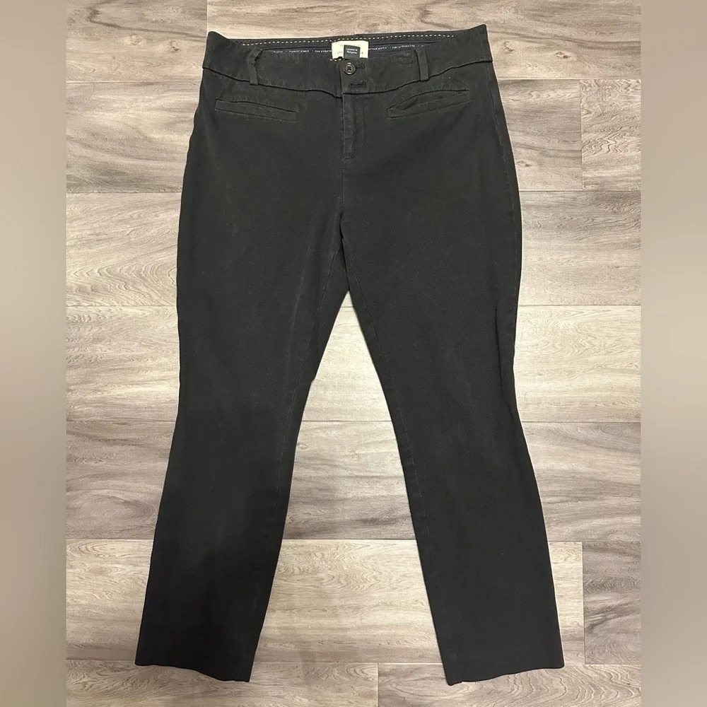 Anthropologie Pants Womens 8 Essential Slim Trousers Black Work Career Mid Rise